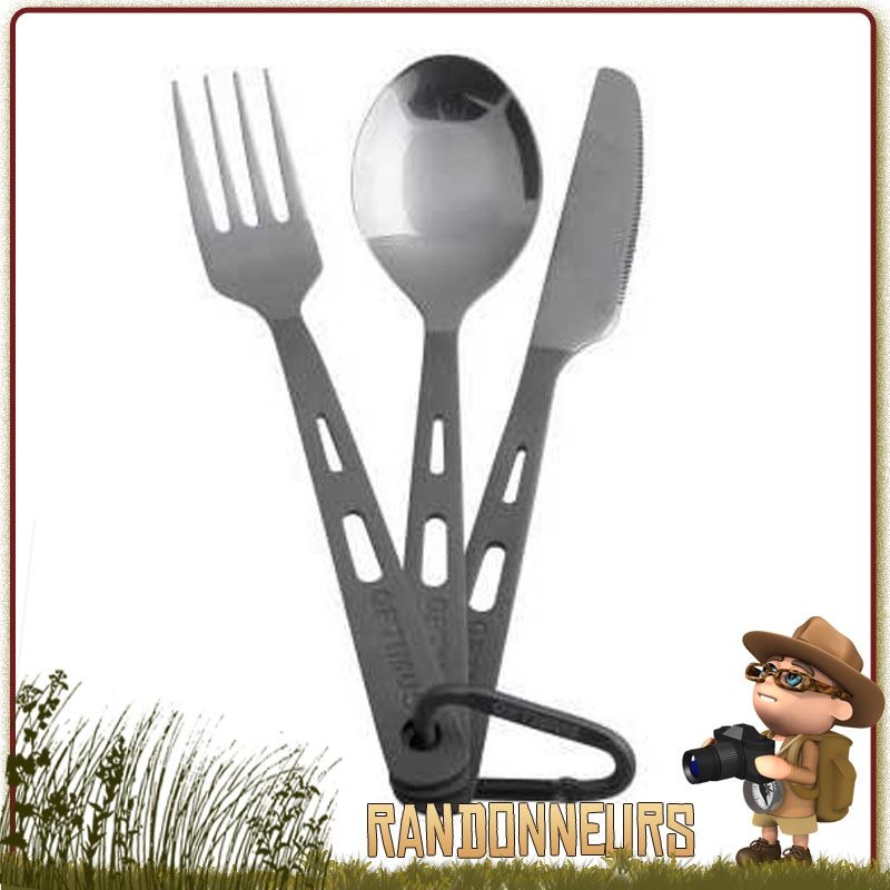 Jeu de 3 Couverts Titane Optimus Cuillère Fourchette Couteau titane vaisselle de randonnée ultra légère bikepacking Jeu de 3 Couverts Titane Optimus Cuillère Fourchette Couteau titane vaisselle de randonnée ultra légère bikepacking