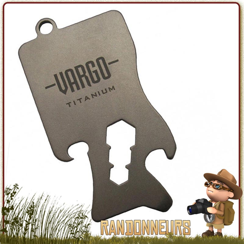 Outil survival tool ultra léger, le porte clés Titane Multi Tool Vargo décapsuleur et ouvre boite ustensile de cuisine camping Outil survival tool ultra léger, le porte clés Titane Multi Tool Vargo décapsuleur et ouvre boite ustensile de cuisine camping